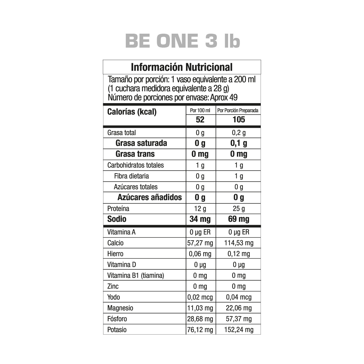 BE ONE Whey Protein Isolate 3 Libras GMN