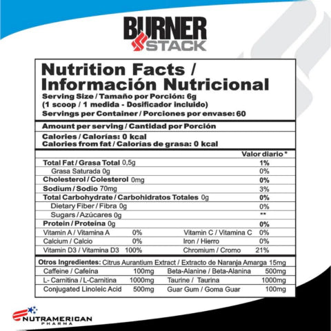 Burner Stack 360gr Nutramerican pharma