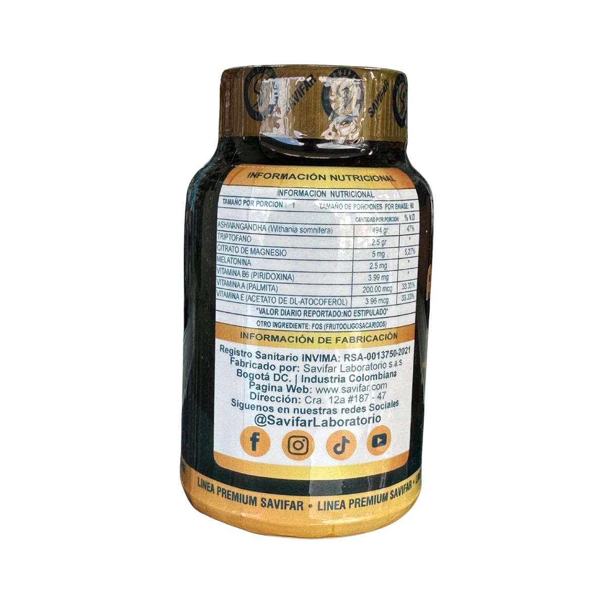 Ashwagandha con Triptofano y Melatonina 60 Caps - SAVIFAR