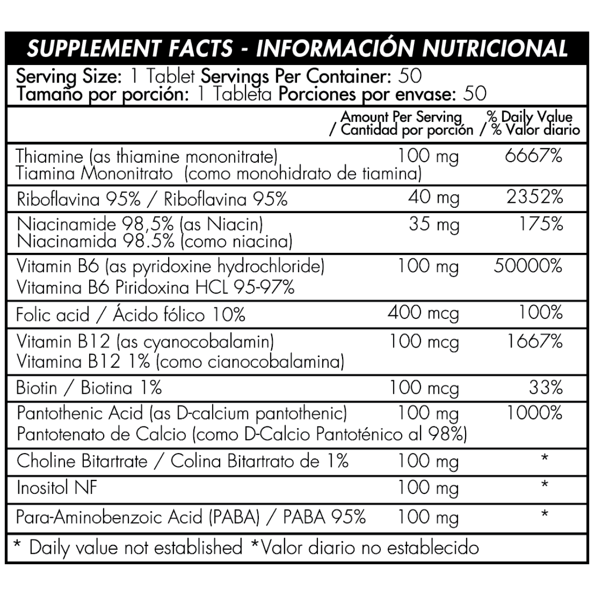 B-100 Complex 50 Tabletas Healthy America