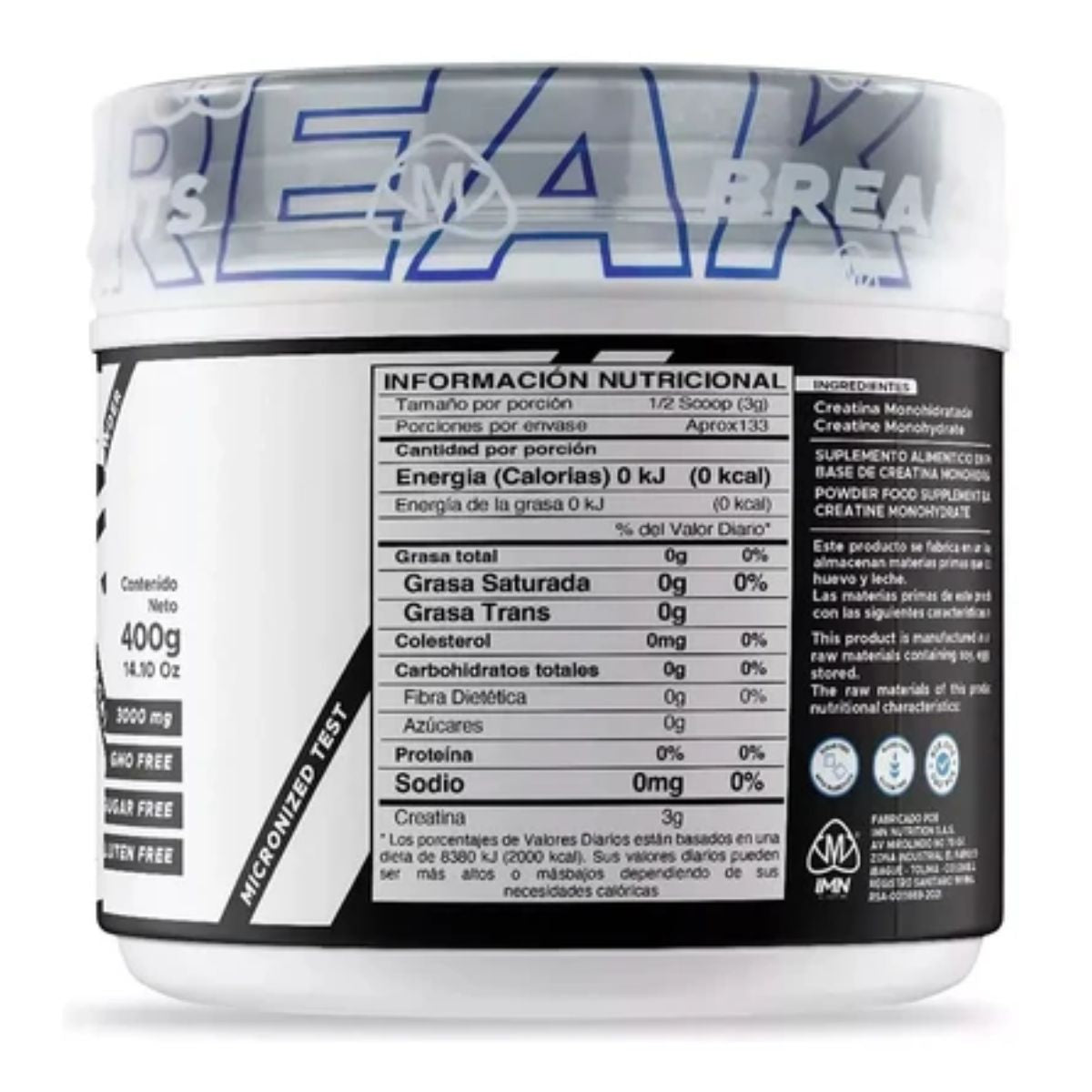 Creatina Monohidratada 400gr IMN