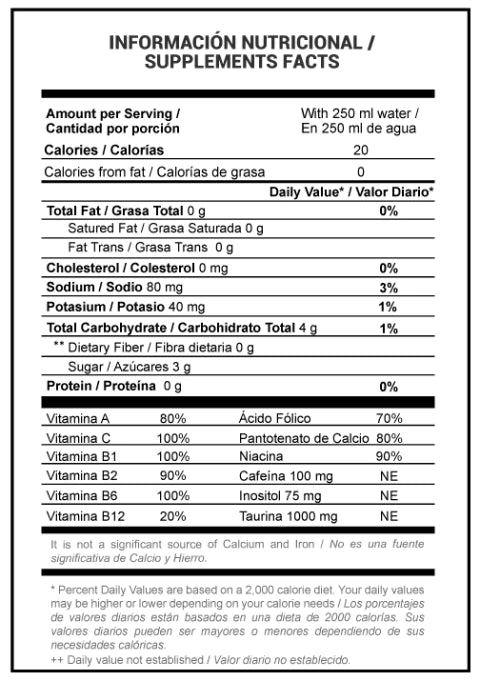 Energy Up Taurina, Cafeina Shaker X20 Sobres Gmn