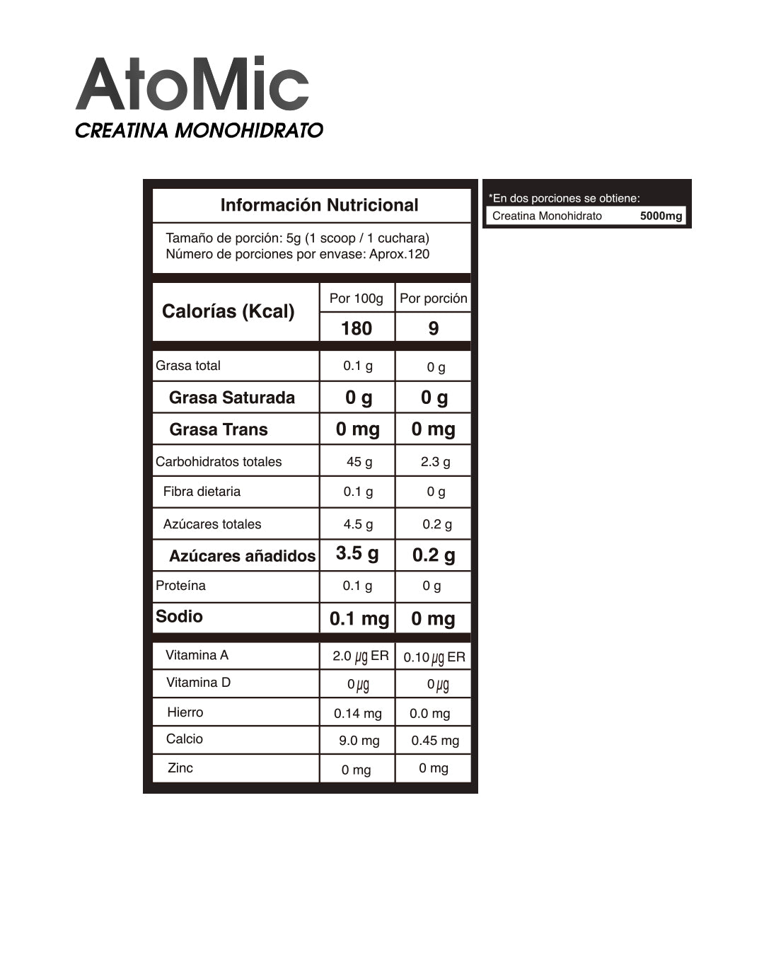 Atomic Creatina Monohidrato 600gr SmartMuscle