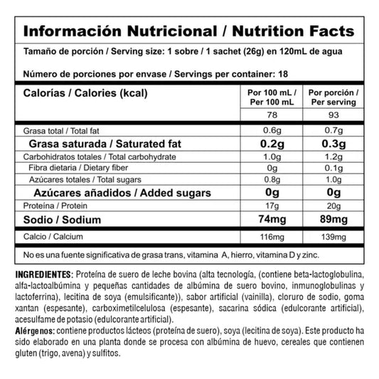 Bipro Classic 18 Sachets - Vainilla Proteina limpia