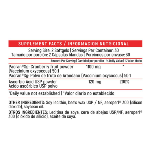 Utis Cranberry 1100mg con Vitamina C 60 Cápsulas Healthy America