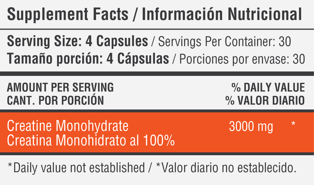 Creatina Monohidratada 3000mg X120 Cápsulas