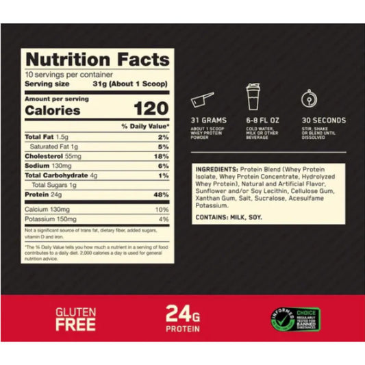 Gold Standard 100% Whey 310gr - Optimun Nutrition