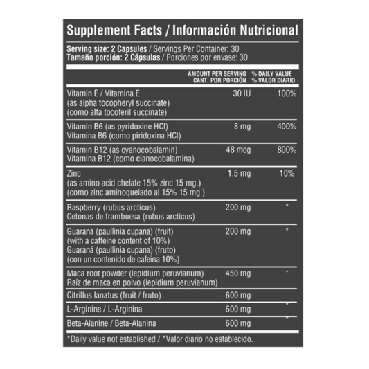 Test-HD con Beta alanina & Guarana 60 Cápsulas Healthy Sports