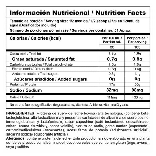 Bipro Classic 3lbs Proteina limpia Sabor Capuchino