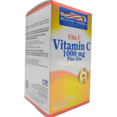 Vitamina C 1000mg + Zinc X100 Tabletas - Healthy America