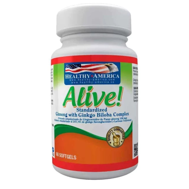 Alive Ginseng + Ginkgo Biloba Complex x60 Caps Healthy America