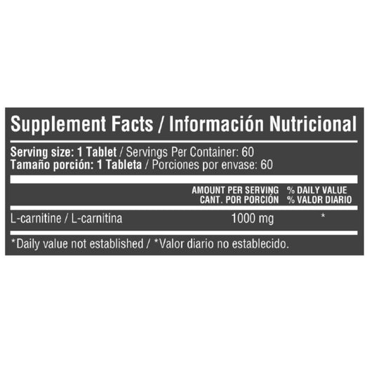 L-Carnitina 1000mg x 60 Tabletas - Healthy Sports