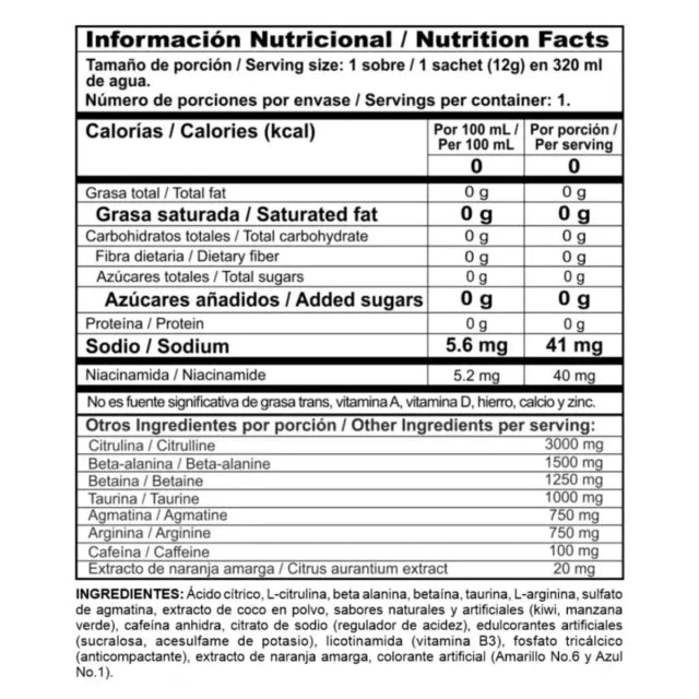 Radical Power Drink - Pre entreno 18 Sachets Nutramerican Pharma