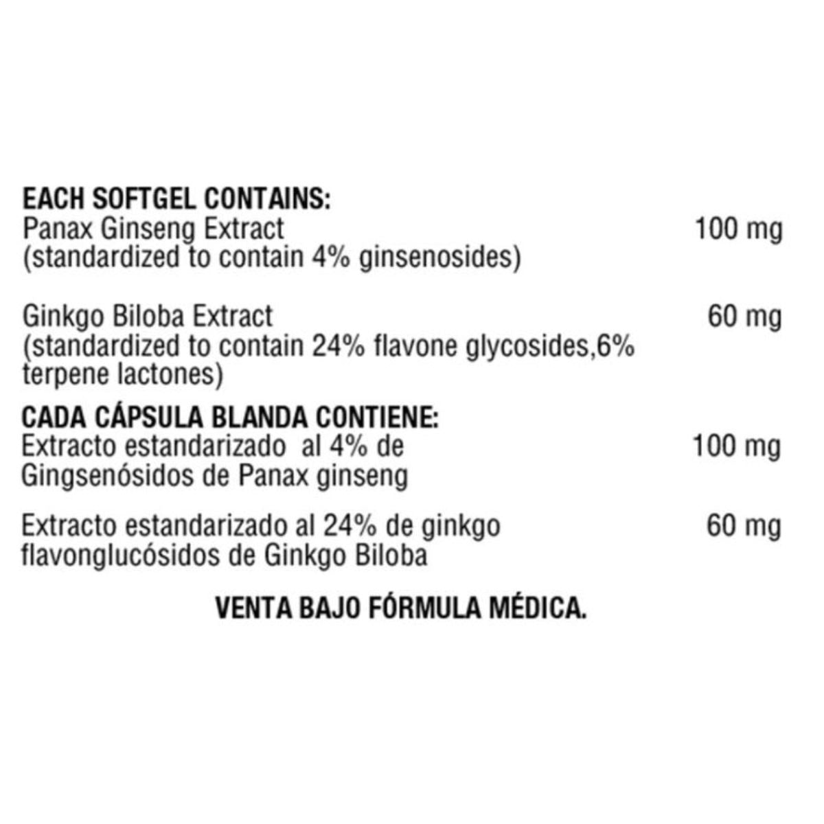 Alive Ginseng + Ginkgo Biloba Complex x60 Caps Healthy America