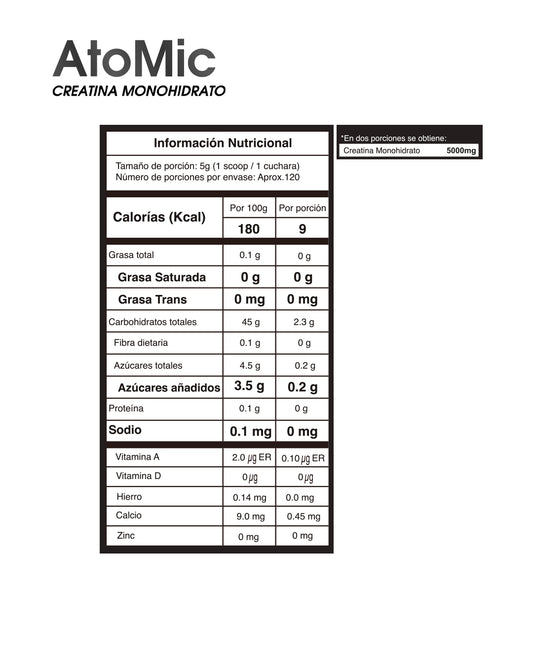 Atomic Creatina Monohidrato 600gr SmartMuscle
