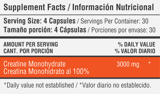 Creatina Monohidratada 3000mg X120 Cápsulas