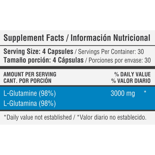 L- Glutamine 3000mg 120 Cápsulas - Healthy Sports