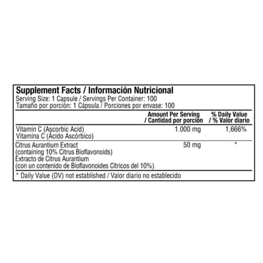 Vitamina C 1000mg con Bioflavonoides 100 Capsulas  Healthy America