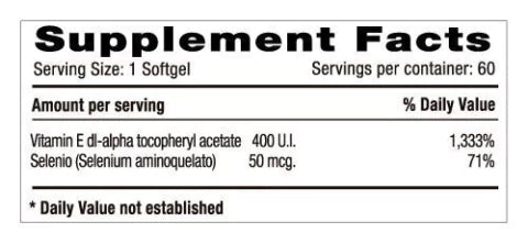 Vitamina E 400 Ui + Selenio X 60 Cápsulas - Natural Systems